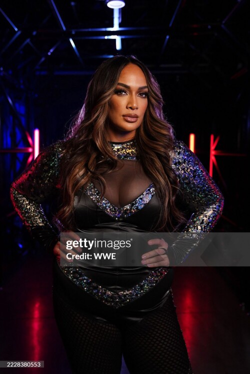 ORLANDO, FLORIDA- JANUARY 9: Nia Jax poses for portraits backstage during NXT on January 9, 2024 at the WWE Performance Center in Orlando, Florida. (Photo by WWE via Getty Images)