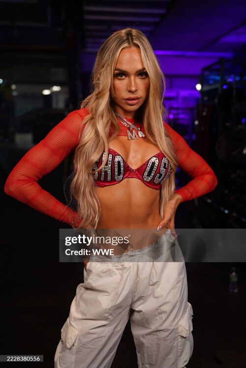 NORFOLK, VIRGINIA- SEPTEMBER 11: Maxxine Dupri poses for portraits backstage during Monday Night RAW on September 11, 2023 at the Scope Arena in Norfolk, Virginia. (Photo by WWE via Getty Images)