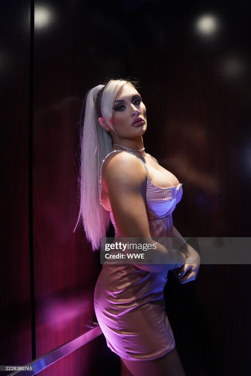 ORLANDO, FLORIDA- APRIL 4: Tiffany Stratton poses for portraits backstage during NXT on April 4, 2023 at the WWE Performance Center in Orlando, Florida. (Photo by WWE via Getty Images)