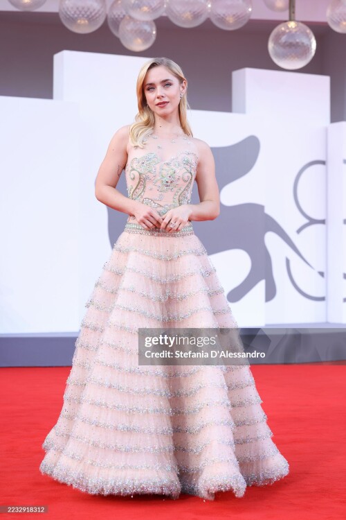 VENICE, ITALY - AUGUST 30: Clara Galle attends the "Frankenstein" red carpet during the 82nd Venice International Film Festival on August 30, 2025 in Venice, Italy. (Photo by Stefania D'Alessandro/WireImage)