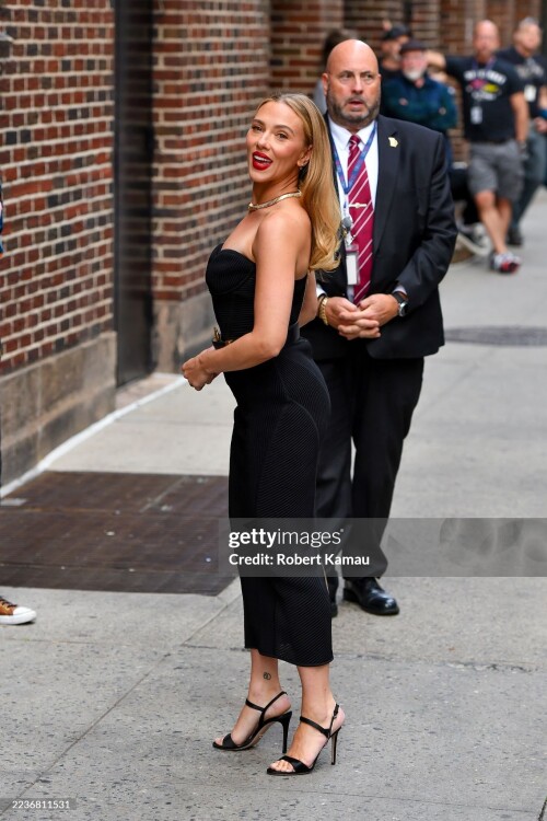 NEW YORK, NEW YORK - SEPTEMBER 22: Scarlett Johansson arrives for "The Late Show with Stephen Colbert" in Manhattan on September 22, 2025 in New York City. (Photo by Robert Kamau/GC Images)