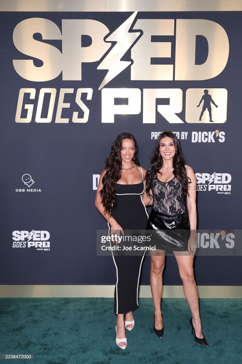 LOS ANGELES, CALIFORNIA - SEPTEMBER 30: (L-R) Chelsea Green and Cathy Kelley attend the Speed Goes Pro LA Premiere at Los Angeles Memorial Coliseum on September 30, 2025 in Los Angeles, California. (Photo by Joe Scarnici/Getty Images for OBB Media)