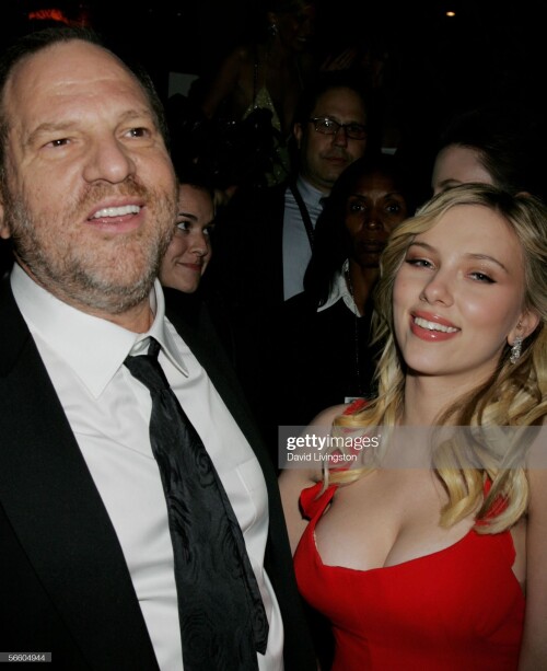 BEVERLY HILLS, CA - JANUARY 16:  Producer Harvey Weinstein and actress Scarlett Johansson attend the Weinstein Co. Golden Globe after party held at Trader Vic's on January 16, 2006 in Beverly Hills, California.   (Photo by David Livingston/Getty Images)