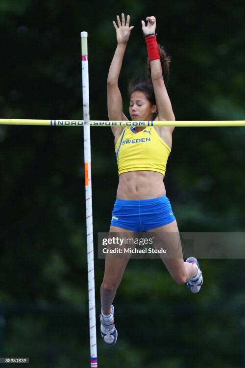 BRIXONE BRESSANONE, ITALY - JULY 11:  Angelica Bengtsson of Sweden competes on her way to gold in the girl's pole vault final during day four of the Iaaf World Youth Championships at the Bressanone Sports Complex on July 11, 2009 in Brixone Bressanone, Italy.  (Photo by Michael Steele/Getty Images)
