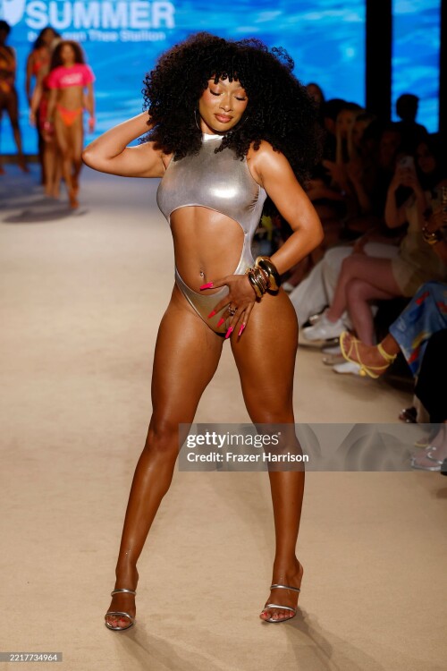 MIAMI BEACH, FLORIDA - MAY 29: Megan Thee Stallion walks the runway at Hot Girl Summer by Megan Thee Stallion during Paraiso Miami Swim Week at The Paraiso Tent on May 29, 2025 in Miami Beach, Florida. (Photo by Frazer Harrison/Getty Images for Hot Girl Summer)