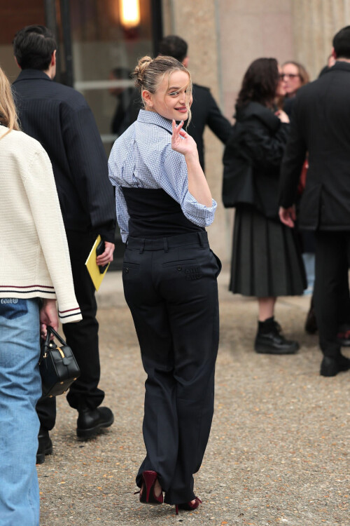 PARIS, FRANCE - MARCH 11: Joey King attends the Miu Miu Womenswear Fall/Winter 2025-2026 show as part of Paris Fashion Week  at Palais d'Iena on March 11, 2025 in Paris, France. (Photo by Jacopo Raule/Getty Images)
