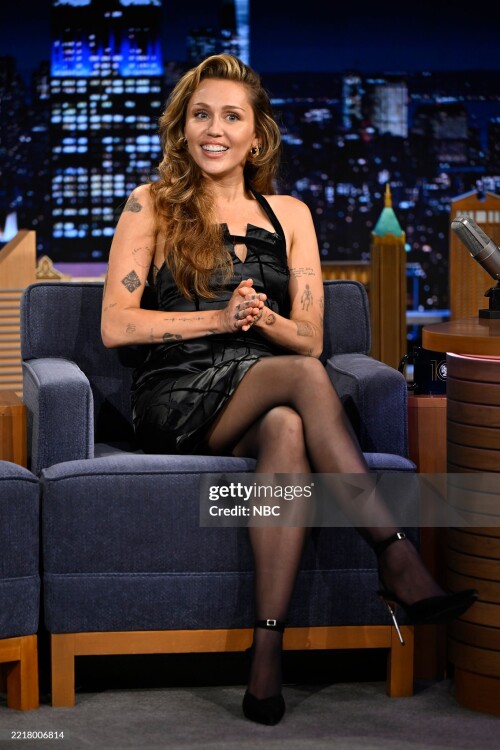 THE TONIGHT SHOW STARRING JIMMY FALLON -- Episode 2143 -- Pictured: Singer-songwriter Miley Cyrus during an interview on Wednesday, June 4, 2025 -- (Photo by: Todd Owyoung/NBC via Getty Images)