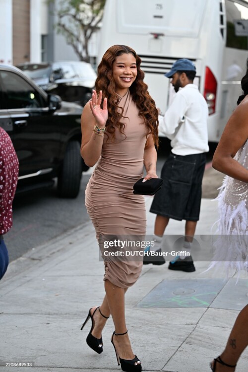 LOS ANGELES, CA - APRIL 08: Storm Reid is seen attending the Fashion Trust U.S. Awards 2025 in Partnership with Google Shopping on April 08, 2025 in Los Angeles, California.  (Photo by DUTCH/Bauer-Griffin/GC Images)