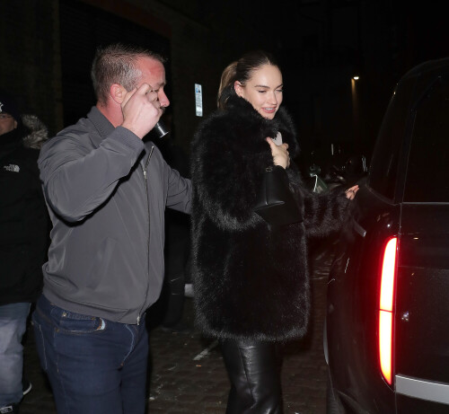 20 December 2024 - EXCLUSIVE.Actress Lily James appears worse for wear as she is seen leaving the Chiltern Firehouse London at 4am with Airbnb Co Founder and CEO Brian Chesky. Brian is the 355th richest person in the world according to Forbes, with a net worth of $7.8 billion. The pair attempted to sneak out the back of the Chiltern Firehouse with Chesky attempting to cover his face as they entered a waiting Range Rover. Credit: GoffPhotos.com   Ref: KGC-29/49/305/453**Exclusive to GoffPhotos.com - Newspapers To Agree - Magazines Double Space Rates Minimum Fee of 350 - ONLINE/WEB MUST CALL BEFORE USE - ONLINE EMBARGOED UNTIL 23:00 22/12/24**