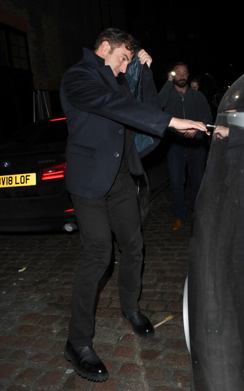 20 December 2024 - EXCLUSIVE.Actress Lily James appears worse for wear as she is seen leaving the Chiltern Firehouse London at 4am with Airbnb Co Founder and CEO Brian Chesky. Brian is the 355th richest person in the world according to Forbes, with a net worth of $7.8 billion. The pair attempted to sneak out the back of the Chiltern Firehouse with Chesky attempting to cover his face as they entered a waiting Range Rover. Credit: GoffPhotos.com   Ref: KGC-29/49/305/453**Exclusive to GoffPhotos.com - Newspapers To Agree - Magazines Double Space Rates Minimum Fee of 350 - ONLINE/WEB MUST CALL BEFORE USE - ONLINE EMBARGOED UNTIL 23:00 22/12/24**