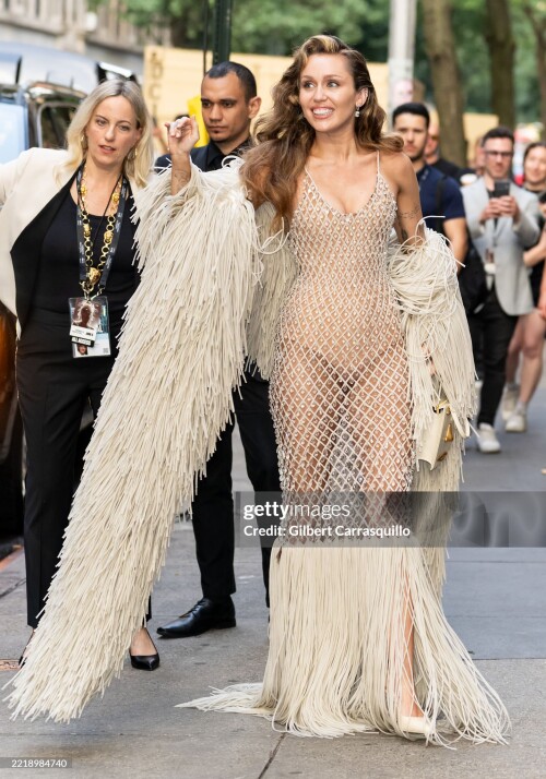 NEW YORK, NEW YORK - JUNE 06: Miley Cyrus is seen arriving to the world premiere of "Something Beautiful with Miley Cyrus" during the 2025 Tribeca Festival at The Beacon Theatre on June 06, 2025 in New York City. (Photo by Gilbert Carrasquillo/GC Images)