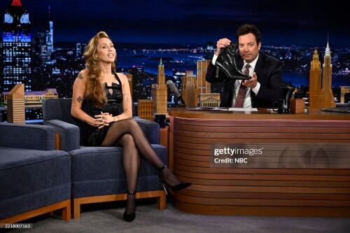 THE TONIGHT SHOW STARRING JIMMY FALLON -- Episode 2143 -- Pictured: (l-r) Singer-songwriter Miley Cyrus during an interview with host Jimmy Fallon on Wednesday, June 4, 2025 -- (Photo by: Todd Owyoung/NBC via Getty Images)