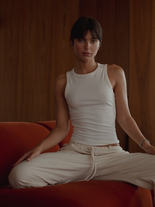 rib simply tank creamy for women one half 26bac40c8a92c18a7f