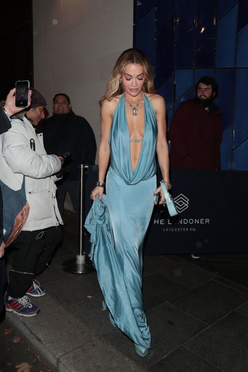 LONDON, ENGLAND - DECEMBER 04: Rita Ora seen at the British Vogue 'Forces For Change' dinner hosted by Edward Enninful and Vanessa Kingori at The Londoner Hotel on December 04, 2022 in London, England. (Photo by Justin E Palmer/GC Images)