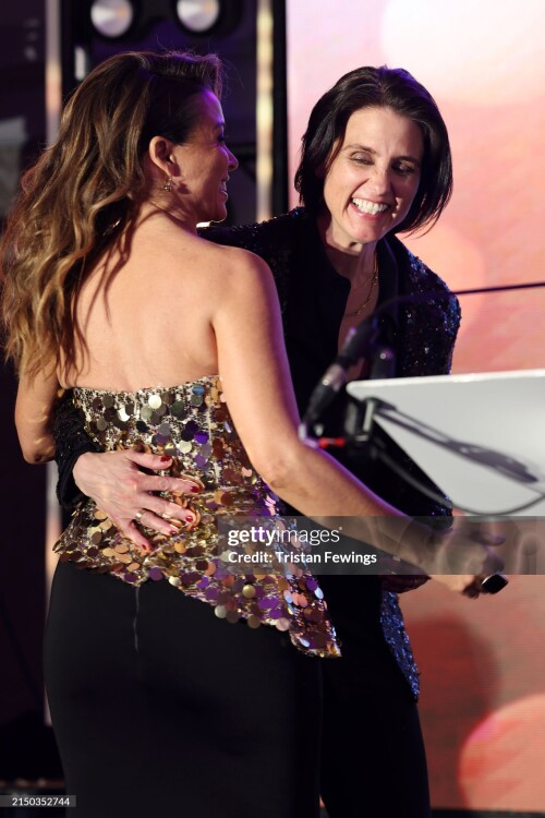 LONDON, ENGLAND - APRIL 26: Dannii Minogue and Heather Peace onstage during the DIVA Awards 2024 at Grand Connaught Rooms on April 26, 2024 in London, England. (Photo by Tristan Fewings/Getty Images)