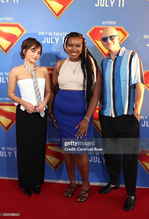 ATLANTA, GEORGIA - JULY 02: Isabela Merced, guest and Anthony Carrigan attend the Atlanta Superman Special Screening on July 02, 2025 in Atlanta, Georgia. (Photo by Carol Lee Rose/Getty Images for Warner Bros. And DC Studios)