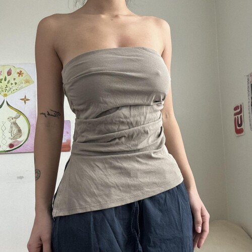 thesilverrlining beautiful beige rouched top with 175acaea6d6a6605a