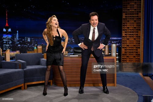 THE TONIGHT SHOW STARRING JIMMY FALLON -- Episode 2143 -- Pictured: (l-r) Singer-songwriter Miley Cyrus during an interview with host Jimmy Fallon on Wednesday, June 4, 2025 -- (Photo by: Todd Owyoung/NBC via Getty Images)