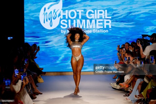 MIAMI BEACH, FLORIDA - MAY 29: Megan Thee Stallion walks the runway at Hot Girl Summer by Megan Thee Stallion during Paraiso Miami Swim Week at The Paraiso Tent on May 29, 2025 in Miami Beach, Florida. (Photo by Frazer Harrison/Getty Images for Hot Girl Summer)