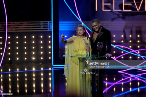 LONDON, ENGLAND - MAY 14: Danni Minogue and Layton Williams present the Comedy Entertainment Programme Award at the 2023 BAFTA Television Awards with P&O Cruises, held at the Royal Festival Hall on May 14, 2023 in London, England. (Photo by Stuart Wilson/BAFTA/Getty Images for BAFTA)