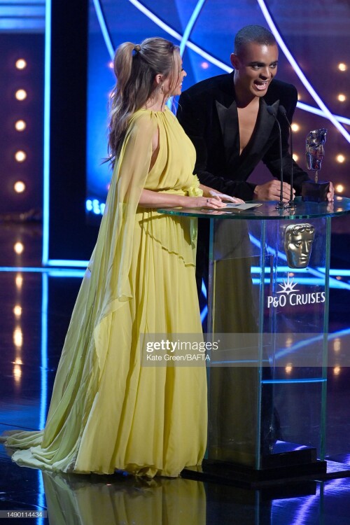 LONDON, ENGLAND - MAY 14: Danni Minogue and Layton Williams present the Comedy Entertainment Programme Award at the 2023 BAFTA Television Awards with P&O Cruises, held at the Royal Festival Hall on May 14, 2023 in London, England. (Photo by Kate Green/BAFTA/Getty Images for BAFTA)