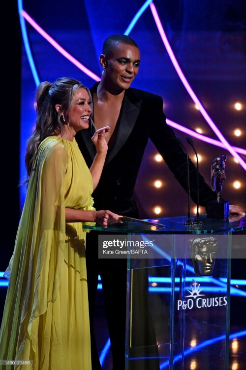 LONDON, ENGLAND - MAY 14: Danni Minogue and Layton Williams present the Comedy Entertainment Programme Award at the 2023 BAFTA Television Awards with P&O Cruises, held at the Royal Festival Hall on May 14, 2023 in London, England. (Photo by Kate Green/BAFTA/Getty Images for BAFTA)