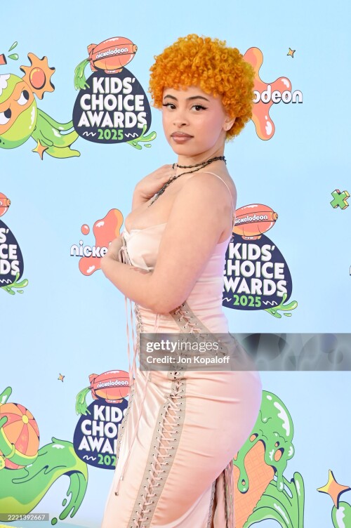 SANTA MONICA, CALIFORNIA - JUNE 21: Ice Spice attends the Nickelodeon Kids' Choice Awards 2025 at Barker Hangar on June 21, 2025 in Santa Monica, California. (Photo by Jon Kopaloff/Getty Images for Nickelodeon)